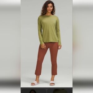 Lululemon Relaxed Long Sleeve Top - Olive Green Open Back - Size [8